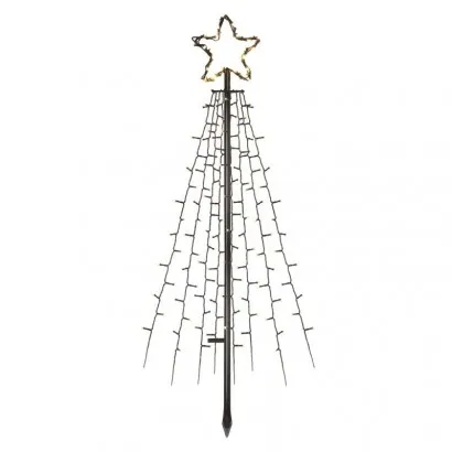 LED karácsonyfa, fém, 180 cm, kültéri és beltéri, meleg fe...
