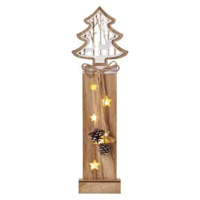 LED karácsonyfa fából, 48 cm, 2x AA, beltéri, meleg fehér,...