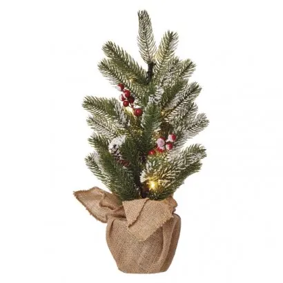 LED karácsonyfa, havas, 52 cm, 3x AA, beltéri, meleg fehér...