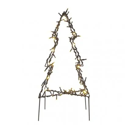 LED karácsonyfa, fém, 50 cm, kültéri és beltéri, meleg feh...