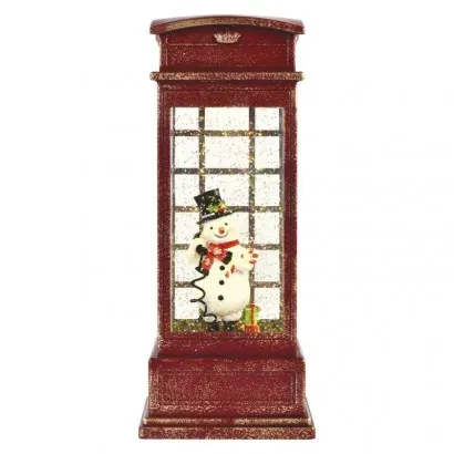 Karácsonyi LED dekoráció – hóember telefonfülkében, 25 cm,...