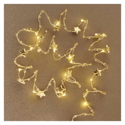 LED karácsonyi fényfüzér arany – csillagok, 1,9 m, 2x AA, ...