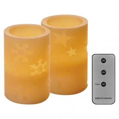 Karácsonyi LED dekoráció – 2x viasz gyertya, 12,5 cm, 2x A...