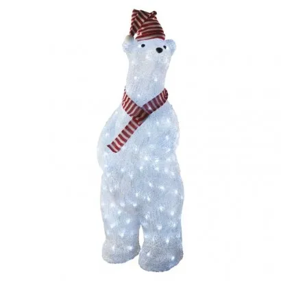 LED karácsonyi medve, 80 cm, kültéri és beltéri, hideg feh...