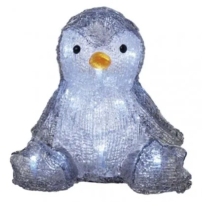 LED karácsonyi pingvin, 20 cm, 3x AA, beltéri, hideg fehér...