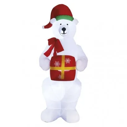 Karácsonyi LED jegesmedve karácsonyi ajándékkal, felfújhat...