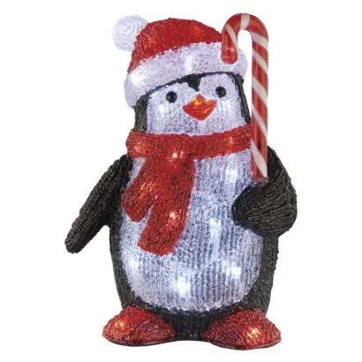 LED karácsonyi pingvin, 30,5 cm, kültéri és beltéri, hideg...