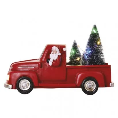 Karácsonyi LED dekoráció – Télapó autóban karácsonyfákkal,...