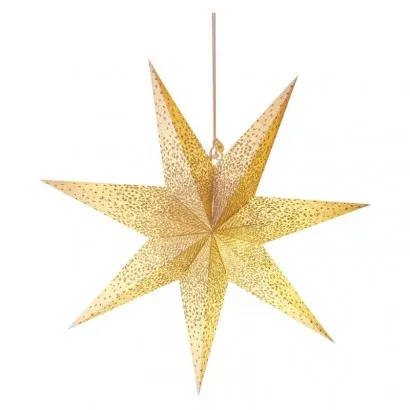 Karácsonyi LED papírcsillag, függeszthető, arany, fehér, 6...