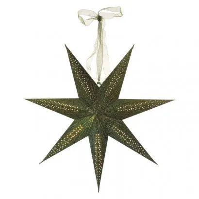 Karácsonyi LED papírcsillag, függeszthető, zöld, 60 cm, be...