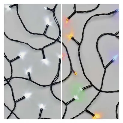 LED karácsonyi fényfüzér, 10 m, kültéri és beltéri, hideg fehér/többszínű