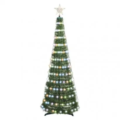 LED karácsonyfa fényfüzérrel és csillaggal, 1,5 m, beltérr...