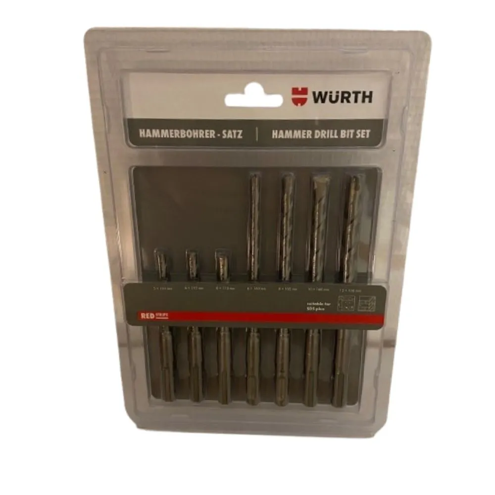 7 részes Würth Red Stripe ütvefúró készlet 5 x 110/50, 6 x...