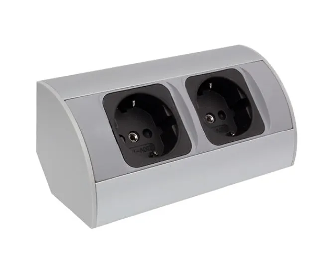 Dupla aljzat Schuko Corner Box 2 alu sarok konnektor konyh...