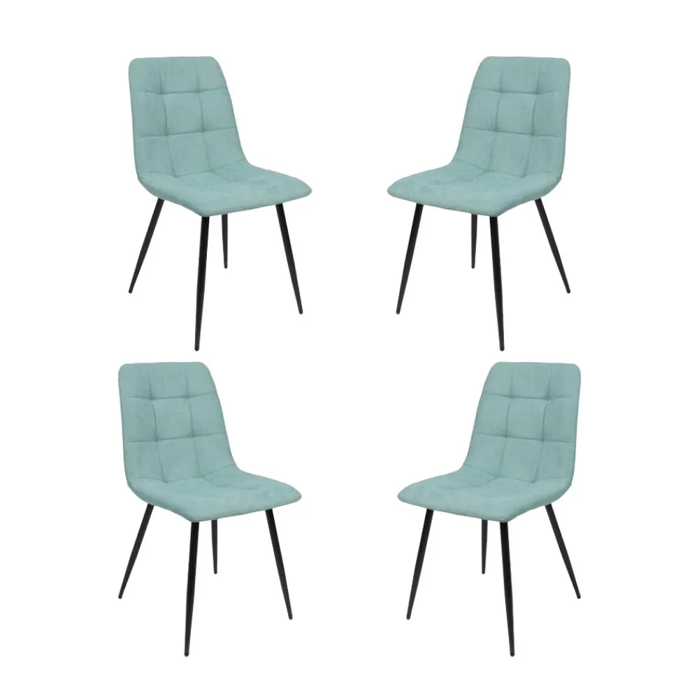4 darabos Kamil étkezőszék szett menta zöld szövet - feket...
