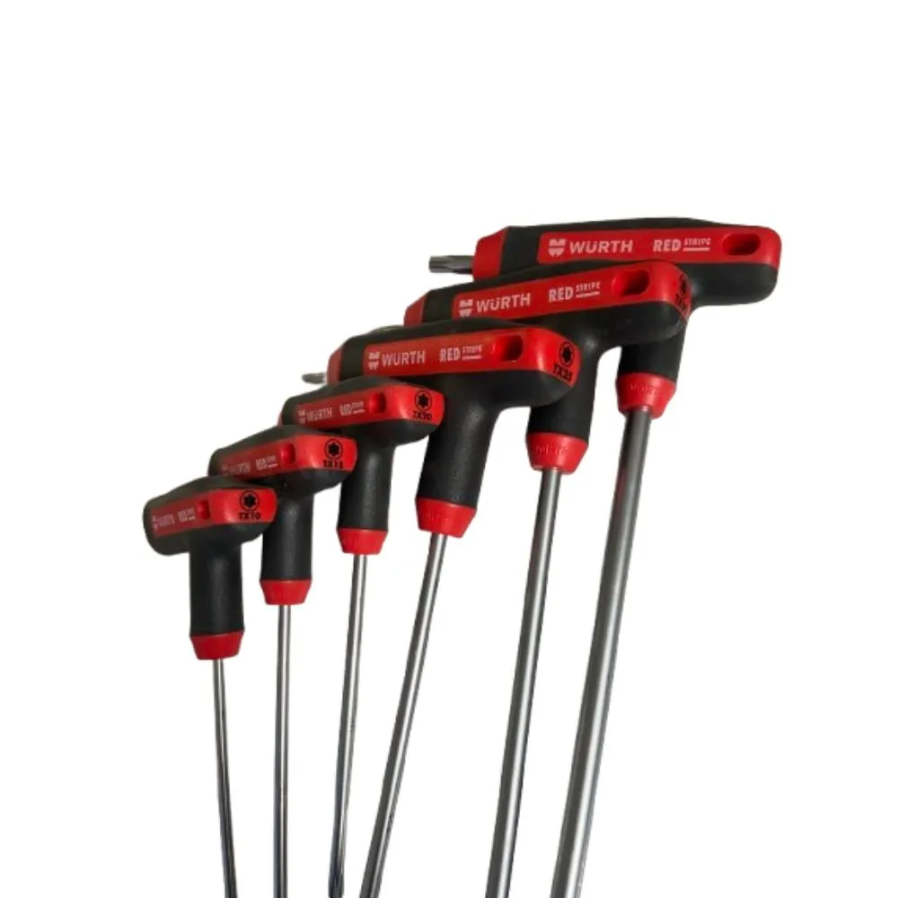 6 darabos T nyelű Würth Red Stripe Torx csavarhúzó készlet...