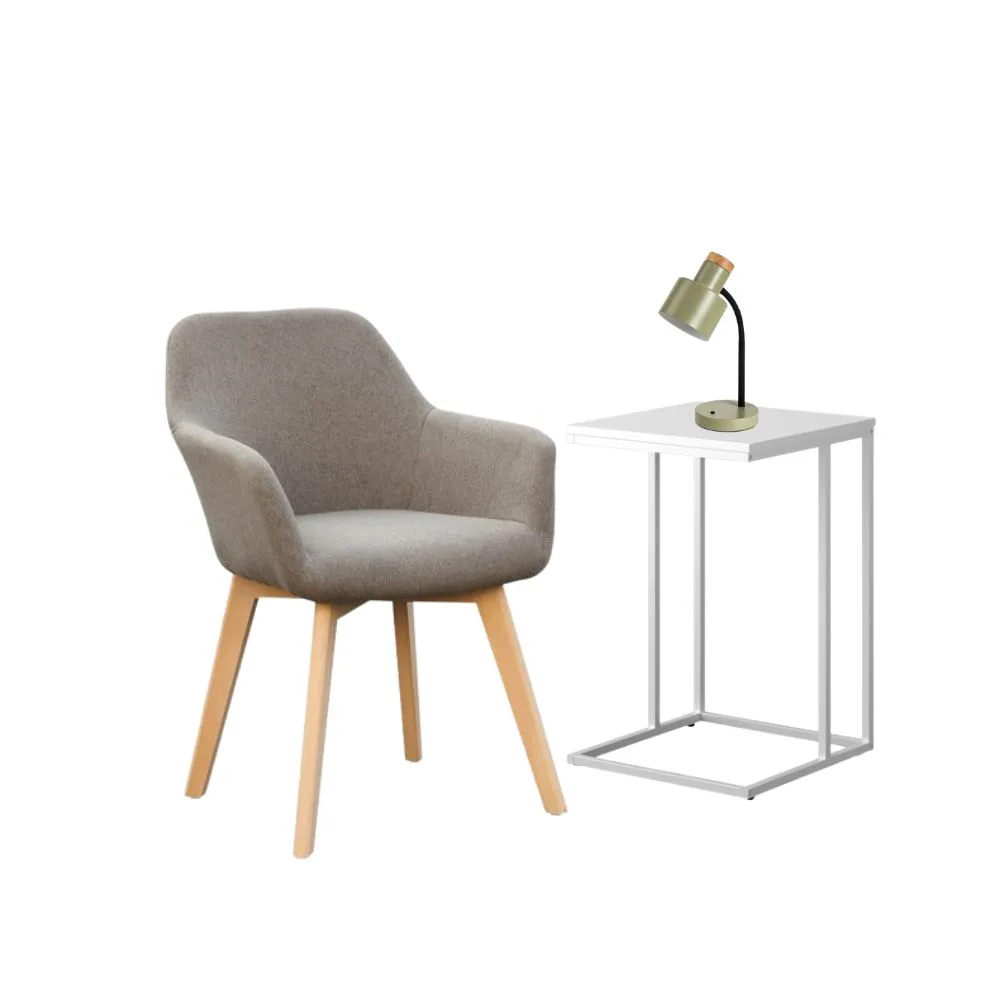 Home Staging 3 részes szett - fotel asztali lámpa konzolasztal khaki zöld