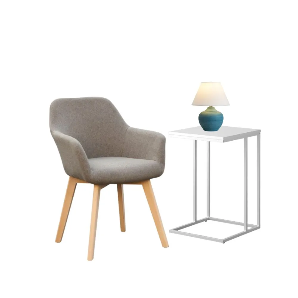Home Staging 3 részes szett - fotel asztali lámpa konzolasztal kék/ fehér
