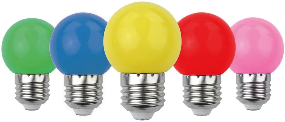 Avide Dekor LED fényforrás G45 1W E27 B5 (Zöld/Kék/Sárga/P...