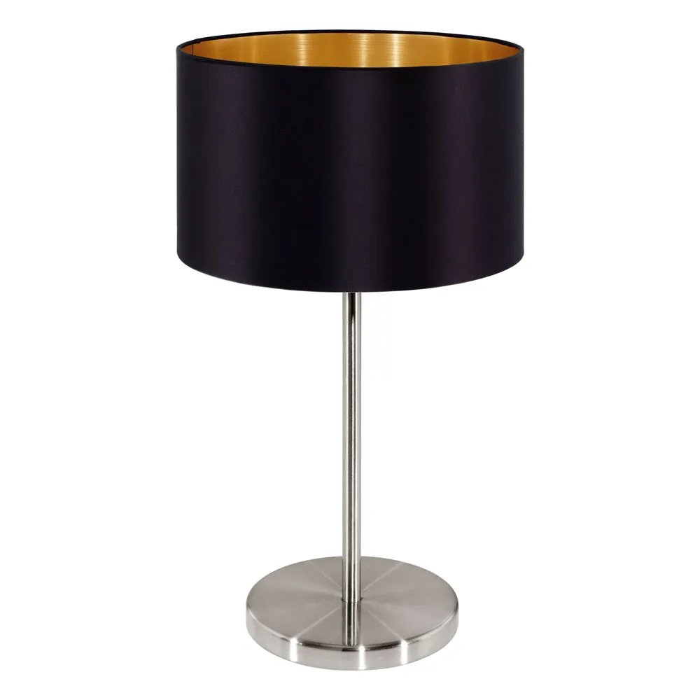 Beltéri asztali lámpa, textil E27 60W fekete/arany Maserlo...