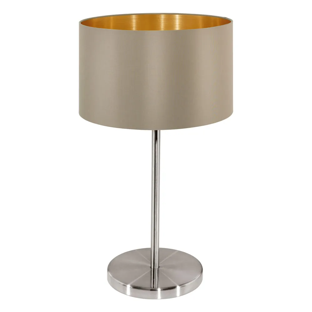 Beltéri asztali lámpa, textil E27 60W tópszín/arany Maserl...