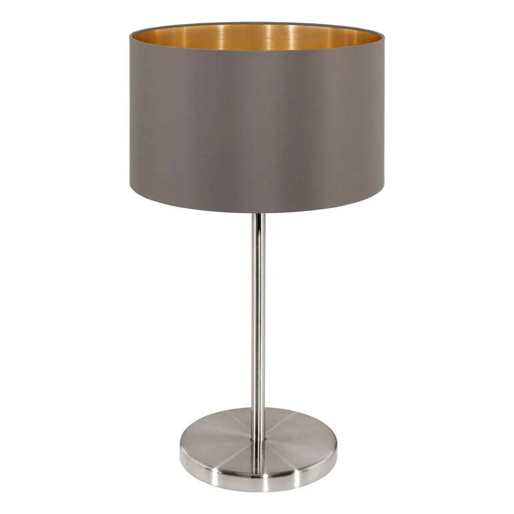 Beltéri asztali lámpa, textil E27 60W cappuccino/arany Mas...