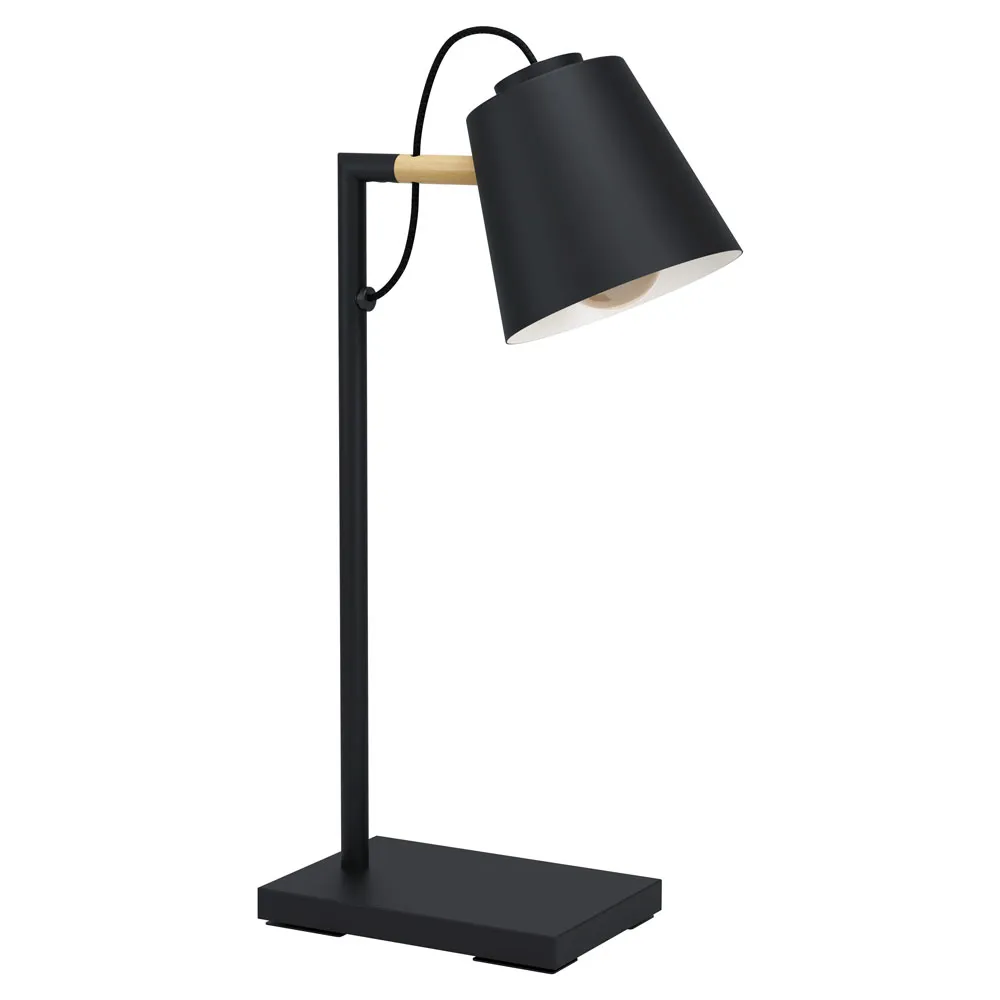 Asztali lámpa E14 1x40W fekete/fa Lacey