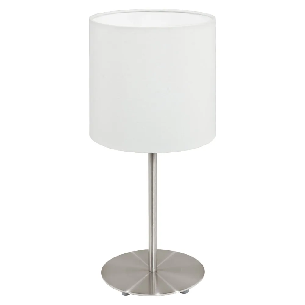 Asztali lámpa E14 1x40W mnikkel/fehér Pasteri
