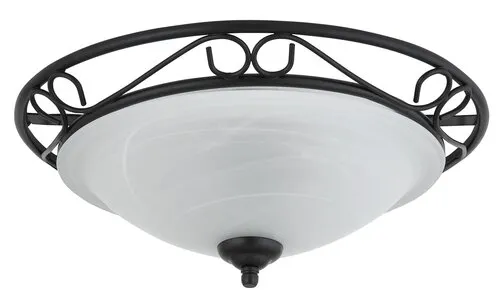 Beltéri mennyezeti lámpa E27 2x60W matt fekete/fehér alabástrom üveg Athen 
