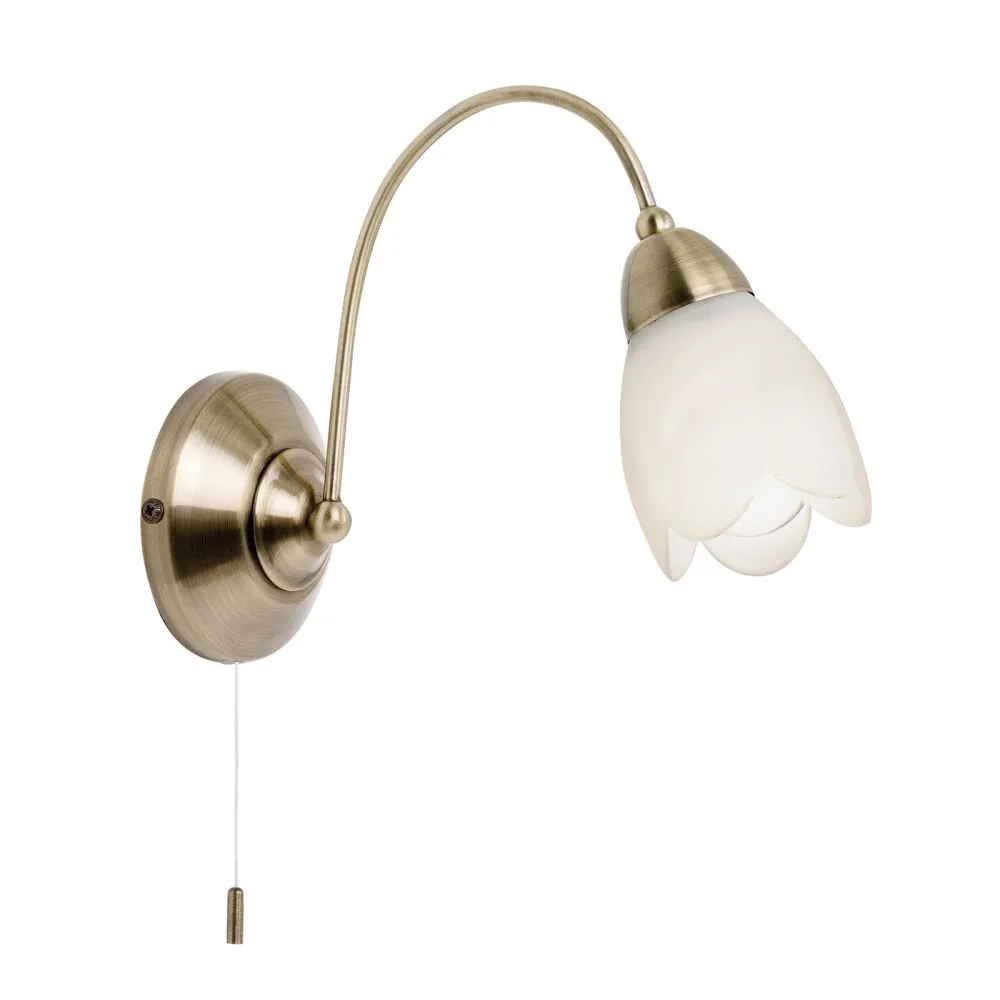 ENDON Petal Fali lámpa fém|üveg antik réz hatású lemez,mat...