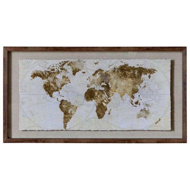 Endon Gold Foil World Map Framed Art 540x42x1040mm - ED-50...