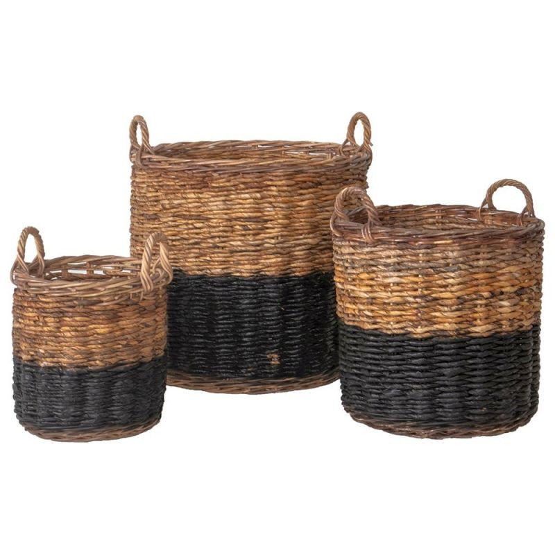 Endon Ramon Set of 3 Baskets Black and Natural - ED-505599...