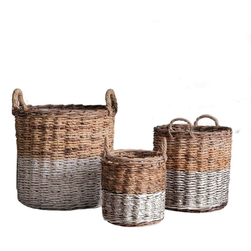 Endon Ramon Set of 3 Baskets White and Natural - ED-505599...