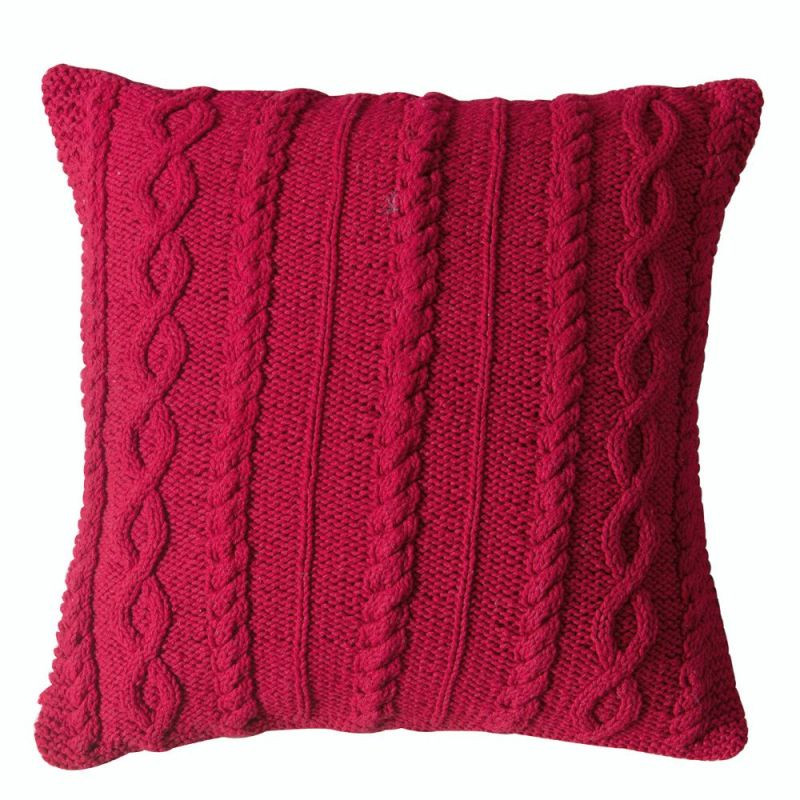 Endon Walton Cable Knit Cushion Red 450x450mm - ED-5055999...