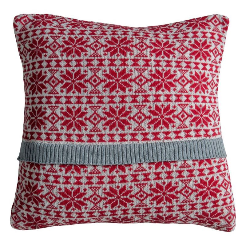 Endon Knitted Fairisle Cushion Red 450x450mm - ED-50563159...