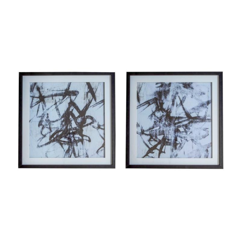 Endon Monochrome Abstract Art Set of 2 635x50x635mm - ED-5...