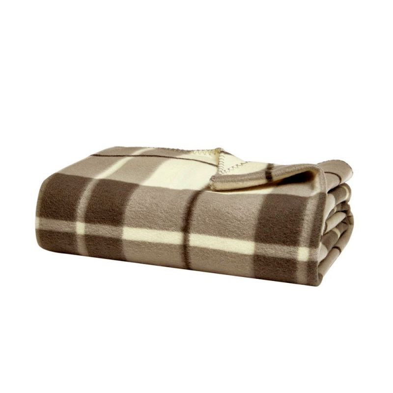 Endon Checked Fleece Blanket Natural 1300x1500mm - ED-5059...