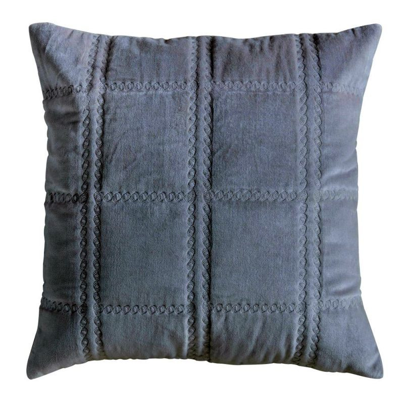 Endon Quilted Cotton Velvet Cushion Grey 450x450mm - ED-50...
