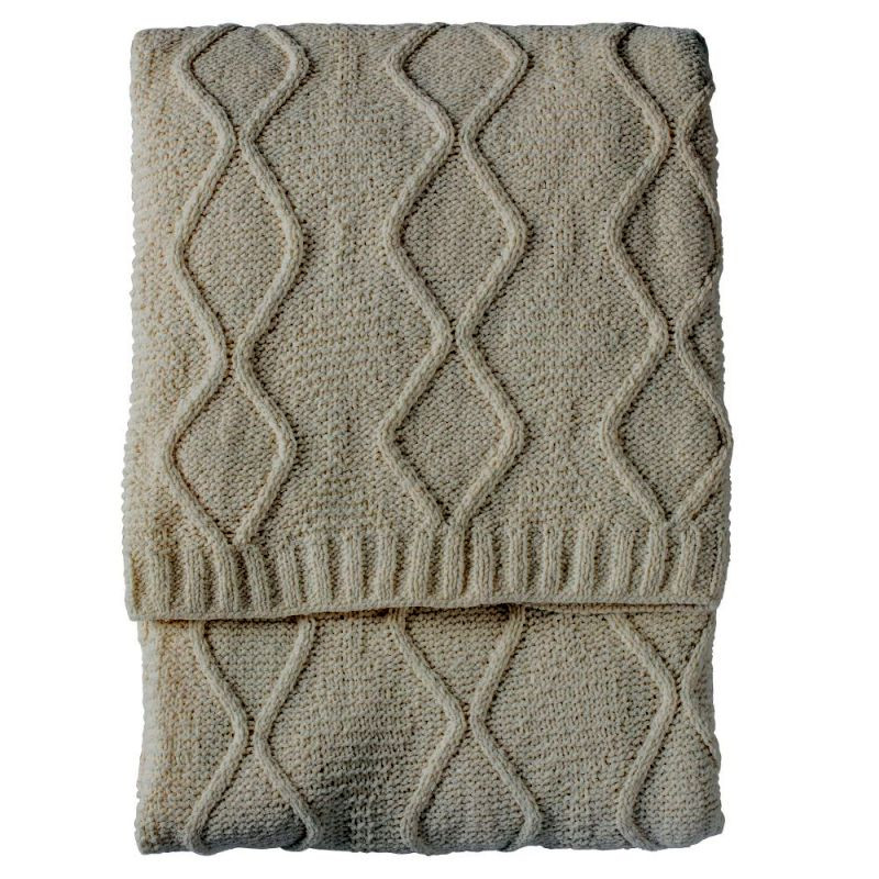 Endon Chenille Knit Cable Throw Cream 1300x1700mm - ED-505...