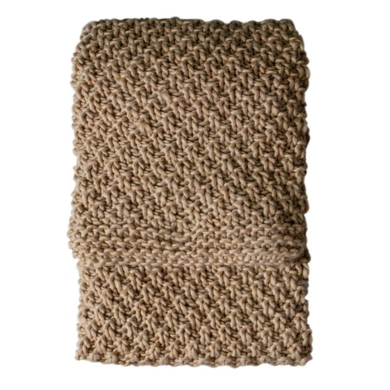 Endon Moss Chunky Knitted Throw Oatmeal 1300x1700mm - ED-5...