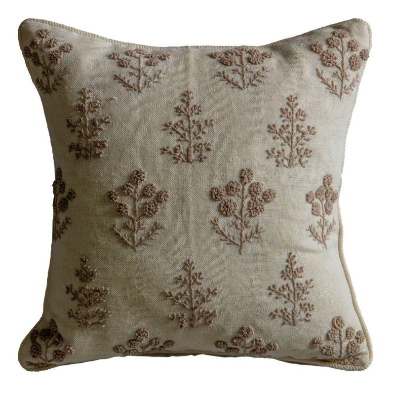 Endon Floral Embroidered Cushion Natural 450x450mm - ED-50...