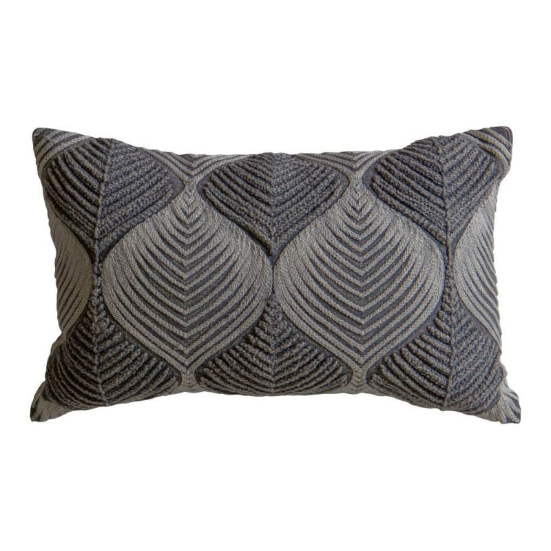 Endon Wave Tonal Embroidered Cushion Grey 300x500mm - ED-5...