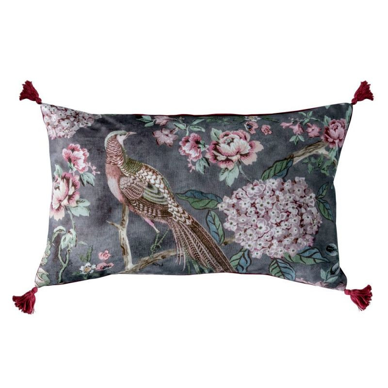 Endon Floral Partridge Tassel Cushion Blush 300x500mm - ED...