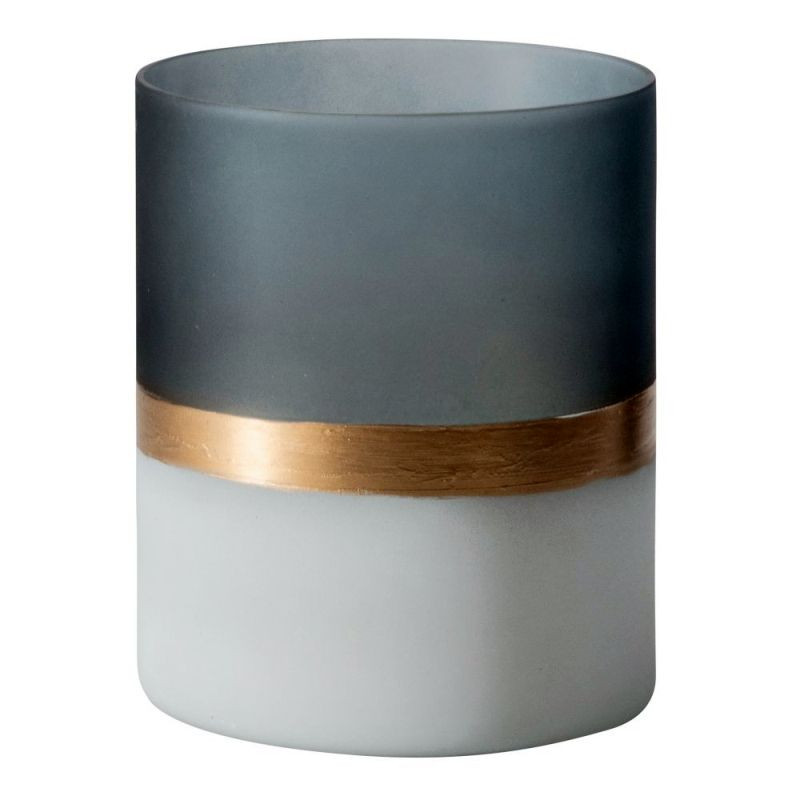 Endon Buxted Votive Large Frosted White/Grey/Gold H150mm -...