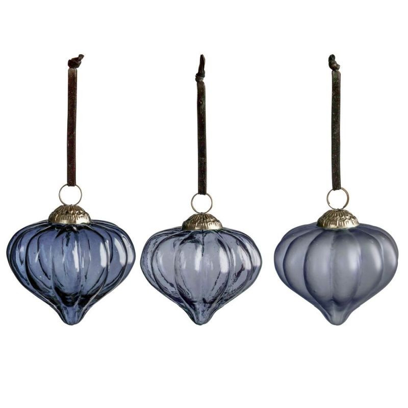 Endon Percy Asstd Fluted Baubles Ice Blue (6pk) 90mm - ED-...