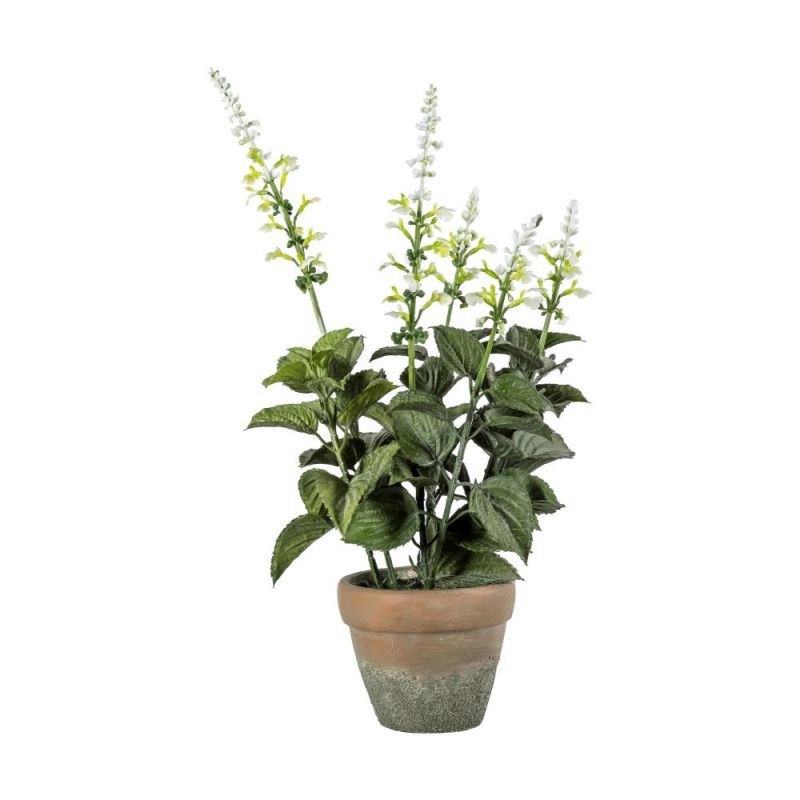 Endon Potted Salvia White 200x200x460mm - ED-5059413398803