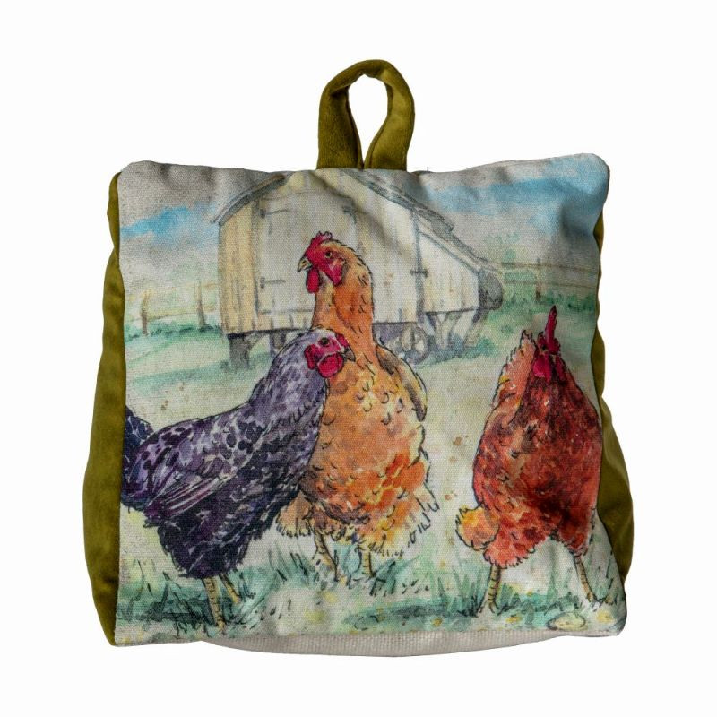 Endon Chickens Watercolour Doorstop Olive - ED-50594134061...