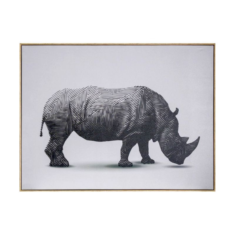 Endon Tribal Rhino Abstract Framed Canvas - ED-50594134122...