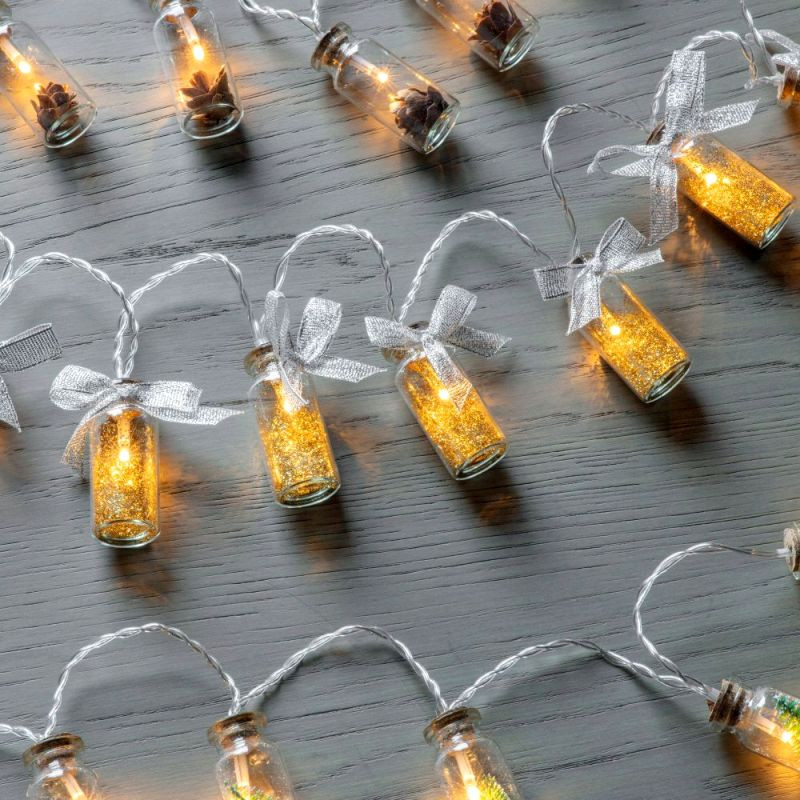 Endon Seco 10 LED String w/Gold Glitter in Jars L1300mm - ...