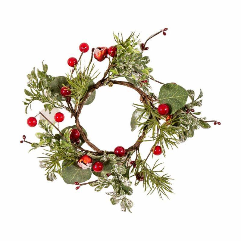 Endon Eucalyptus Candle Ring Snowy Red Berries 100mmdia - ...